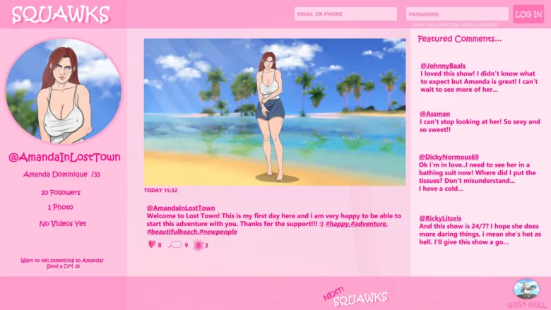 Lust Town, Amanda’s road to porn Adult Female Protagonist Kinectic Novel Screenshot 1